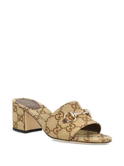 Gucci 55mm Siaga Gg Monogram Canvas Block-heel Sandals In Multi