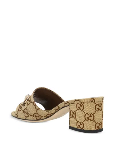 Gucci 55mm Siaga Gg Monogram Canvas Block-heel Sandals In Multi