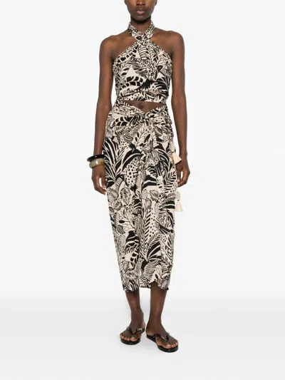 Poupette St Barth Suma Print-detail Top In Black