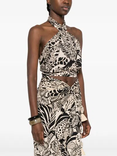 Poupette St Barth Suma Print-detail Top In Black