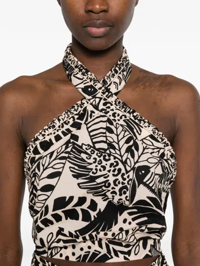 Poupette St Barth Suma Print-detail Top In Black