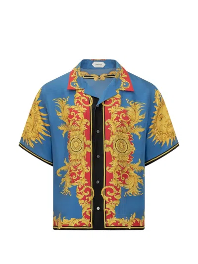 Versace Printed Silk Bowling Shirt In Multi