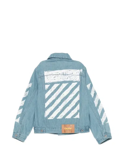 Off-white Printed Denim Jacket In Blue
