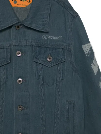 Off-white Printed Denim Jacket In Blue