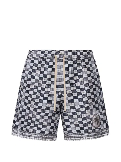 Amiri Checkered Drawstring Shorts In Blue