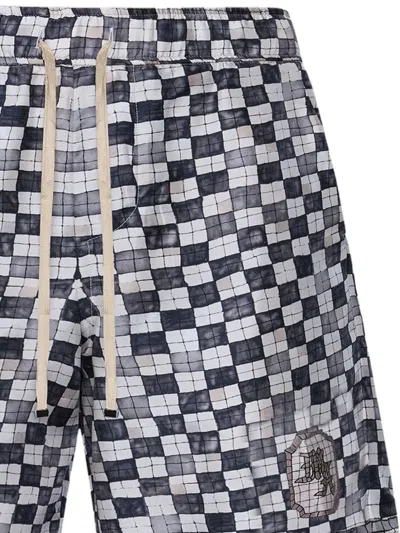 Amiri Checkered Drawstring Shorts In Blue