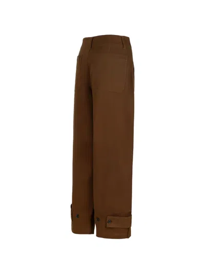 Frame Button Cuff Trousers In Brown