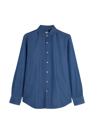 Aspesi Denim Blue Vic Button-up Cotton Casual Shirt In Blue