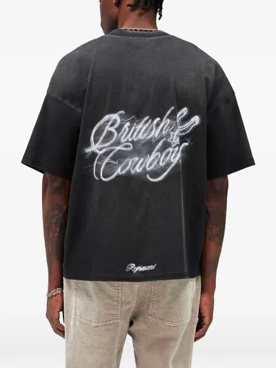 Represent Mens Stained Black British Cowboys Graphic-print Cotton-blend T-shirt In Black