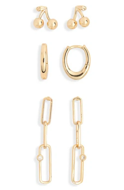 Leith 3-pack Cherry Assorted Earrings In Gold
