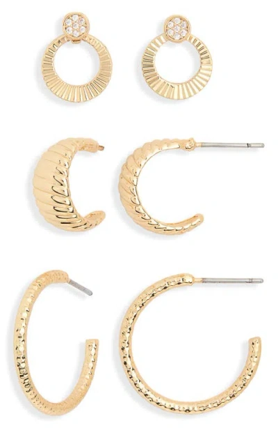 Leith 3-pack Fluted Assorted Earrings In Red