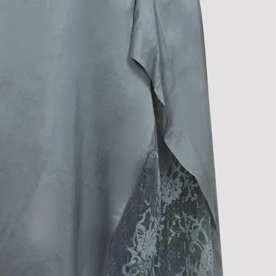 Acne Studios Satin Midi Dress With Lace Inserts In Blue