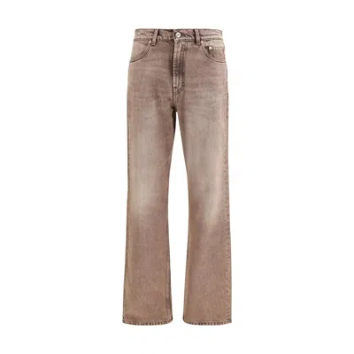 Our Legacy Denim Trousers Faded Effect Belt Loops Five Pockets In Brown