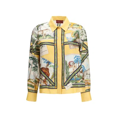 Gucci Bicolor Silk Pattern Shirt In Multi