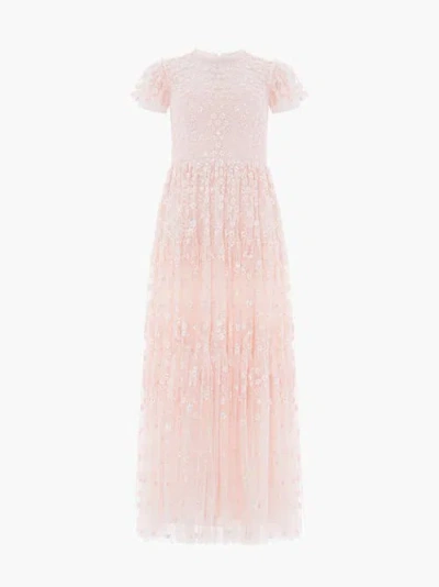 Needle & Thread Clover Short Sleeve Ankle Gown In Multi