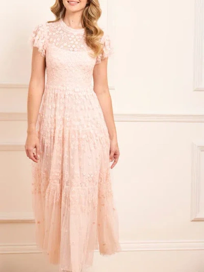 Needle & Thread Clover Short Sleeve Ankle Gown In Multi