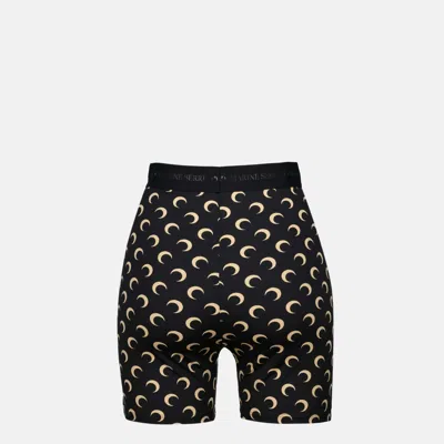 Marine Serre Womens Inverse Tan Moon Logo Stretch-jersey Shorts Xl In Black