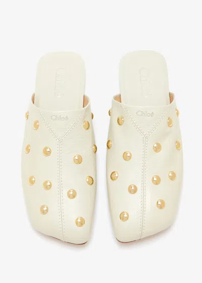 Chloé Off-white Rita Mule Flats In White