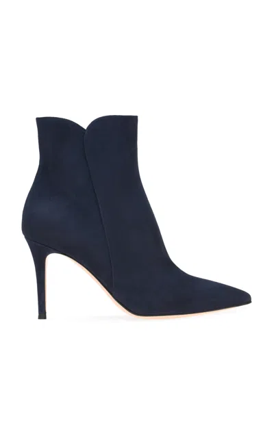 Gianvito Rossi Levy 85 Suede Ankle Boots In Blue