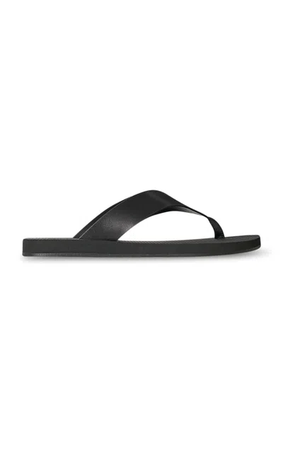The Row Dune Classic Ginza Leather Flip Flops In Black