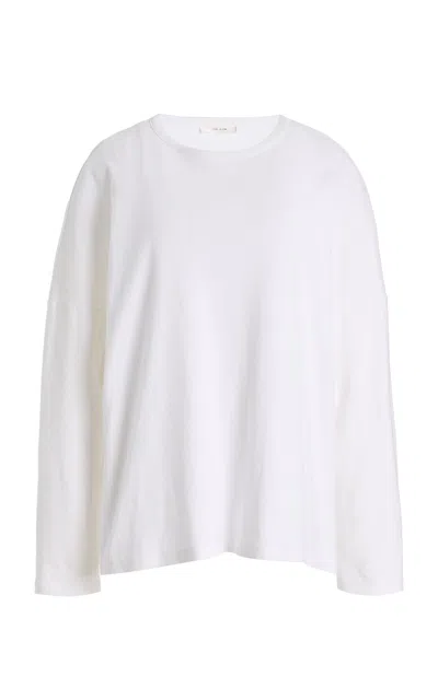 The Row Kabira Textured Cotton Long-sleeve T-shirt In White
