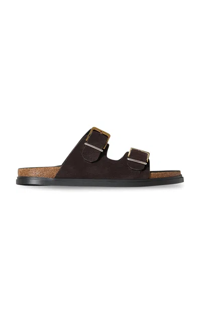 The Row Buckle Slide Sandals In Brown