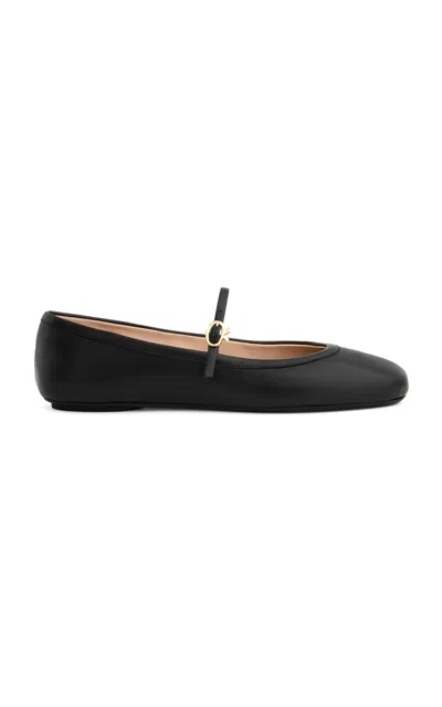 Gianvito Rossi Glossy Round Toe Flat Sole Ballerina Shoes In Black