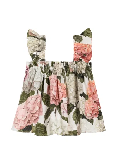 Dolce & Gabbana Ruffled Floral Print Top In Multi