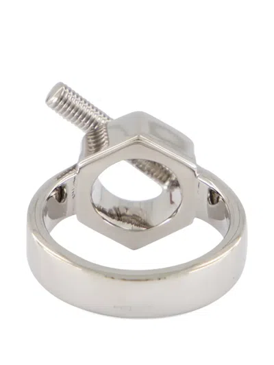 Marni Engraved-logo Ring In Metallic