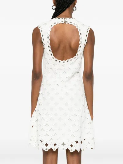 Maje Womens White Sleeveless Sequin-embellished Crochet Mini Dress