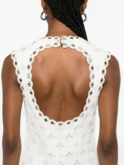 Maje Womens White Sleeveless Sequin-embellished Crochet Mini Dress