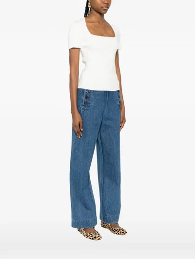 Maje Square-neck T-shirt In White
