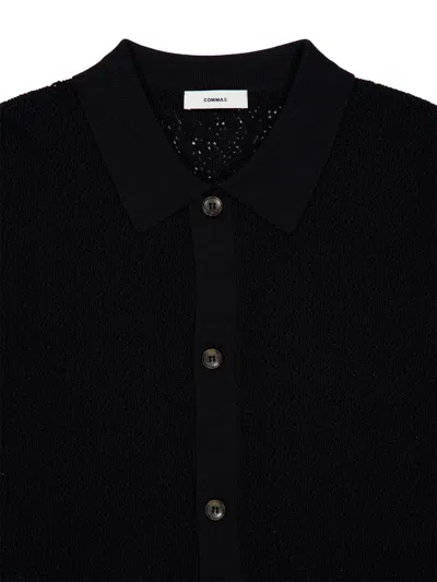 Commas Collared Button-front Cardigan In Black