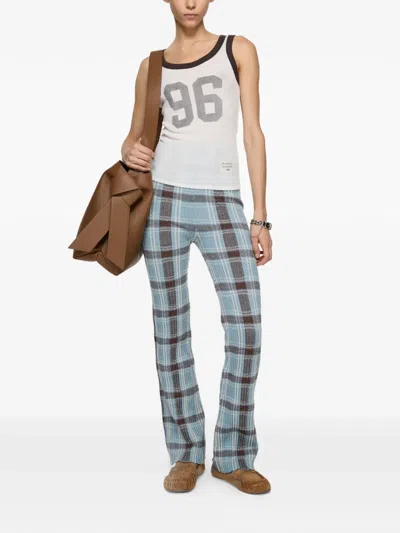Acne Studios Plaid Pattern Casual Pants In Blue