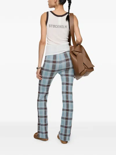 Acne Studios Plaid Pattern Casual Pants In Blue