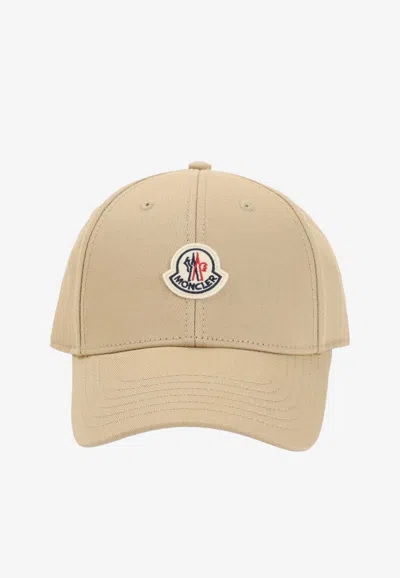 Moncler Beige Baseball Cap With Embroidered Logo In Neutral