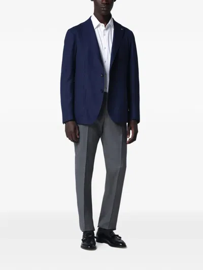Tagliatore Single Breasted Coat Notch Lapel Front Pockets In Blue