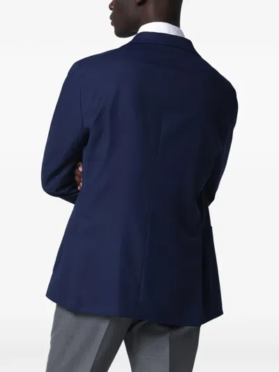 Tagliatore Single Breasted Coat Notch Lapel Front Pockets In Blue