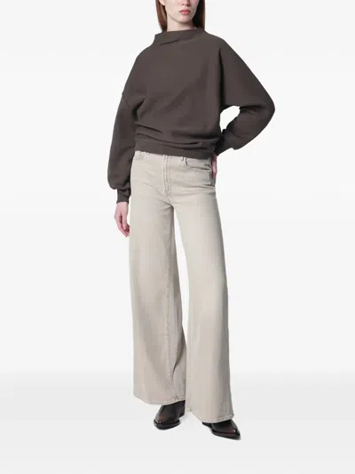 6397 Mud-coloured Draped Sweatshirt In Brown