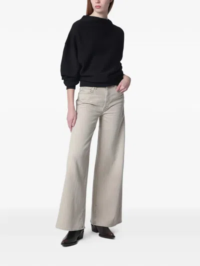 6397 Mud-coloured Draped Sweatshirt In Black