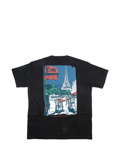Kith Eiffel-cafe Logo T-shirt In Black