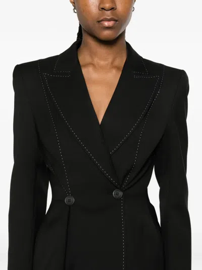 Nissa Topstitching Buttoned Jacket In Black