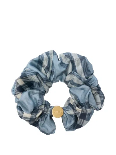 Burberry Silk Scrunchie With Check In Brown
