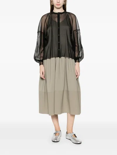 Cfcl Cascade Lucent Buttoned Panelled Top In Black