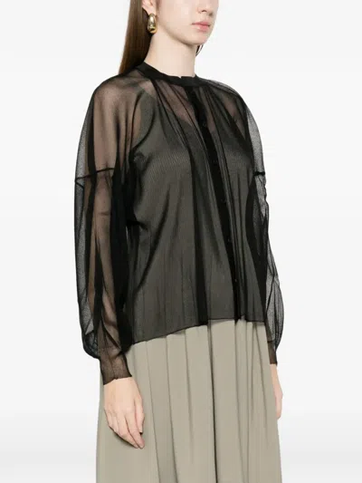 Cfcl Cascade Lucent Buttoned Panelled Top In Black