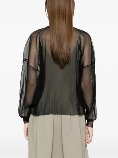 Cfcl Cascade Lucent Buttoned Panelled Top In Black