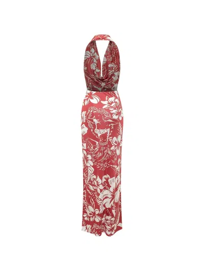 Dsquared2 Draped Printed Maxi Dress In Red