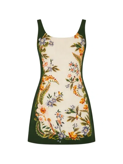 Farm Rio Sand Nature Square Neck Mini Dress In Multi