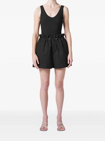Agolde Lydia Toggle Waist Cotton Blend Shorts In Black
