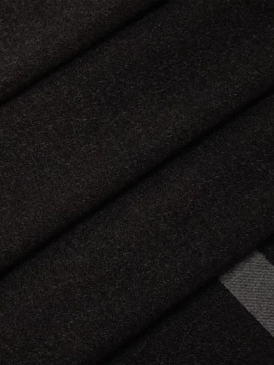 Fendi Ff Logo Scarf Rectangular Shape Fringed Edges In Black